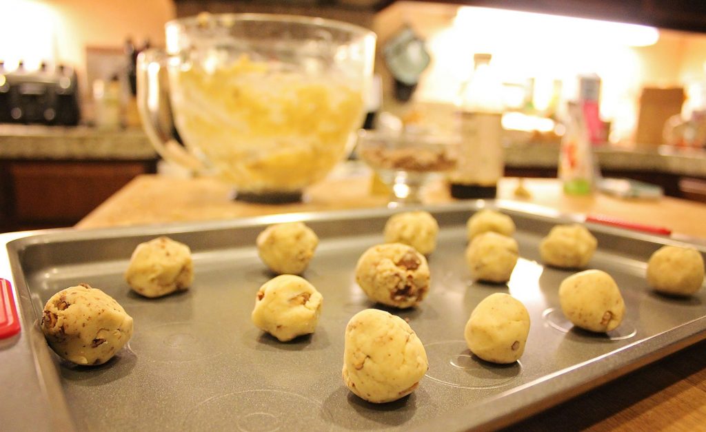 pecan cookie drops on tray