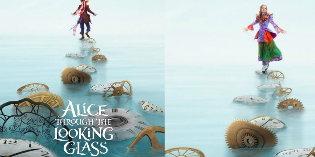 Alice Through the Looking Glass posters next to each other