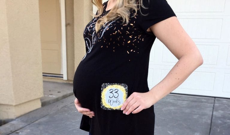 Dazzling New Year Pregnancy Bump Photo Cards