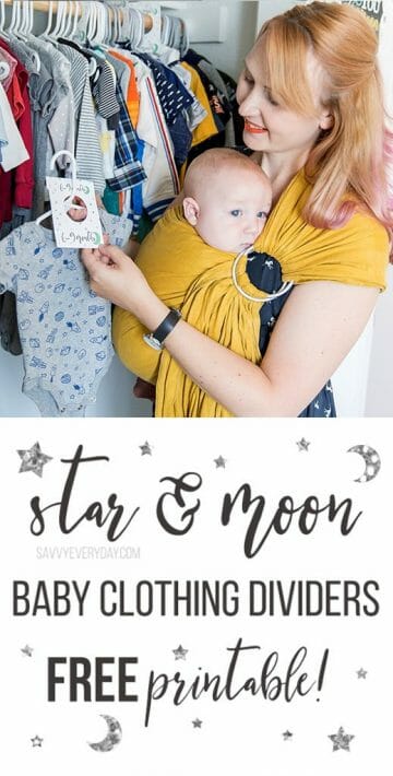 Free Star & Moon Baby Clothing Dividers Printable Pinterest image