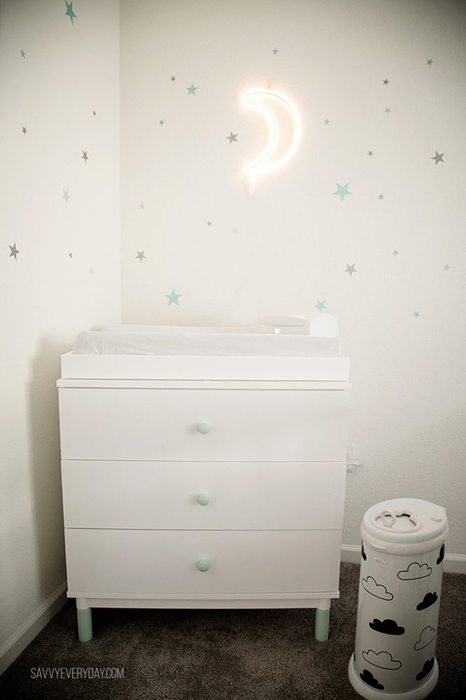 mint and white changing table