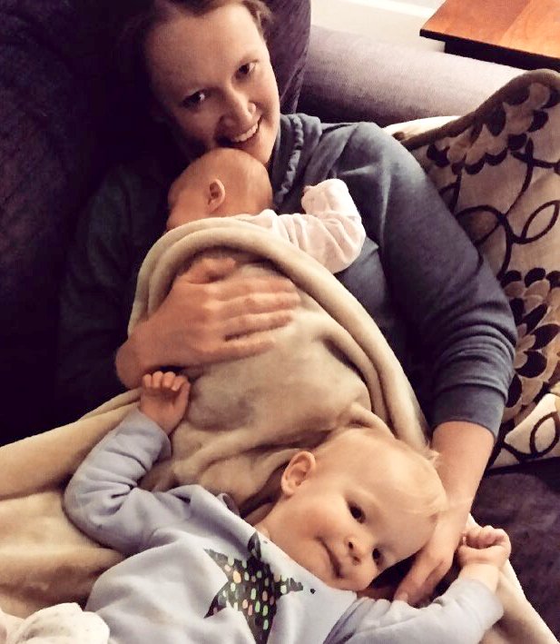 cuddled with kids