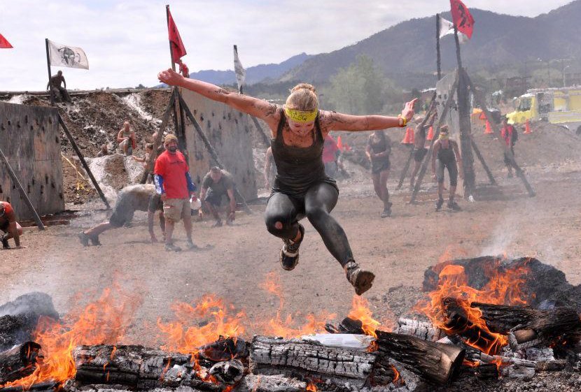 Andrea jumps over fire