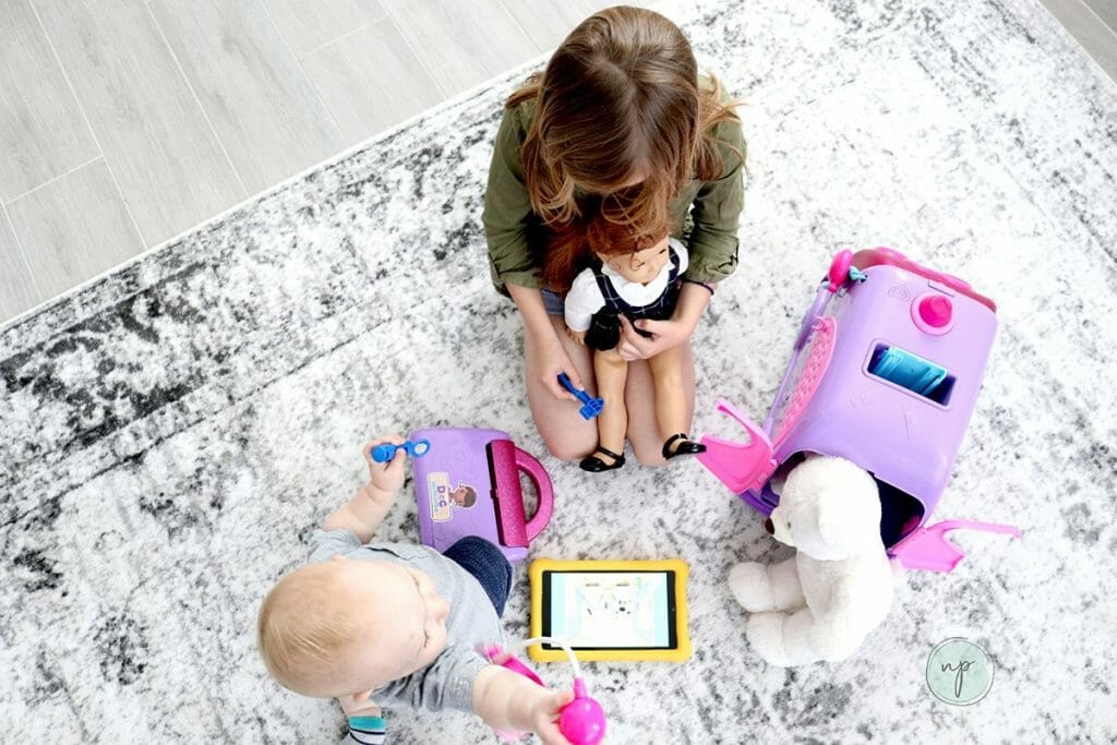playing panda doctor app on Amazon Fire HD 8 Kids tablet loaded with Amazon FreeTime Unlimited