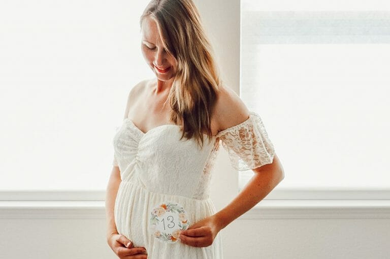Floral Spring Pregnancy Photo Card