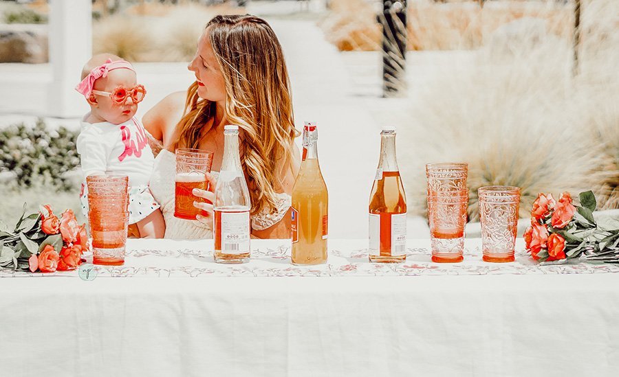 drinking at outdoor party table