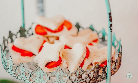 strawberry and cucumber birthday tea sandwiches