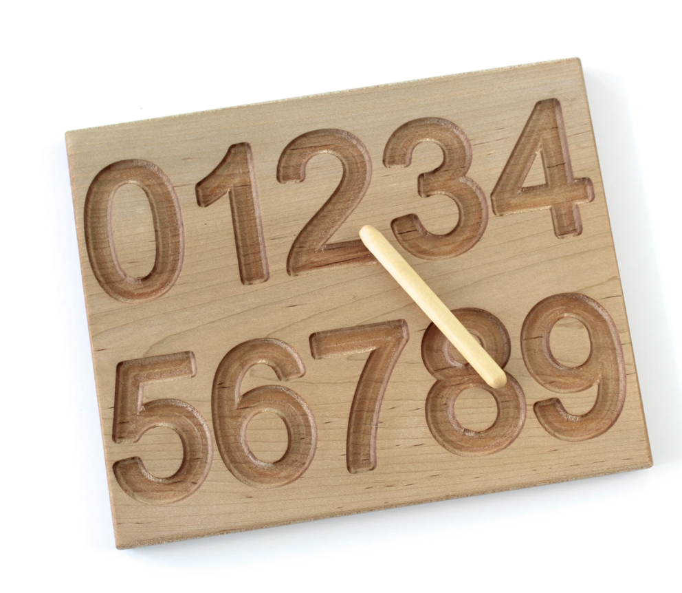 Wooden number tracing board