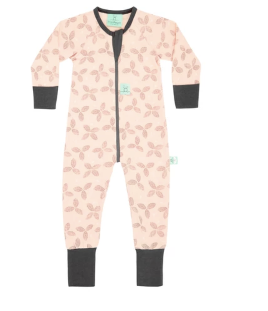 Pink long pajamas with darker pink floral design