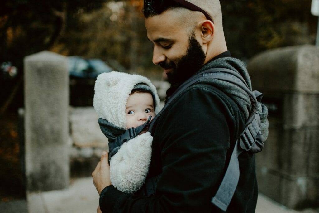 babywearing dad with child