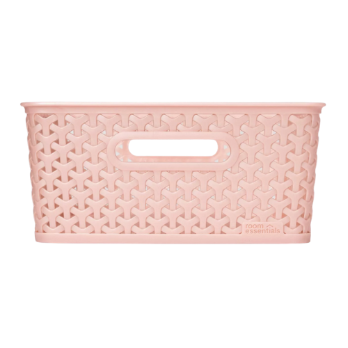 pink plastic woven basket