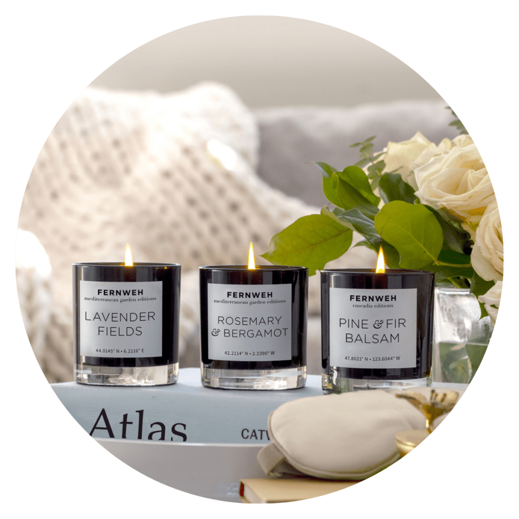 candle trio on coffee table