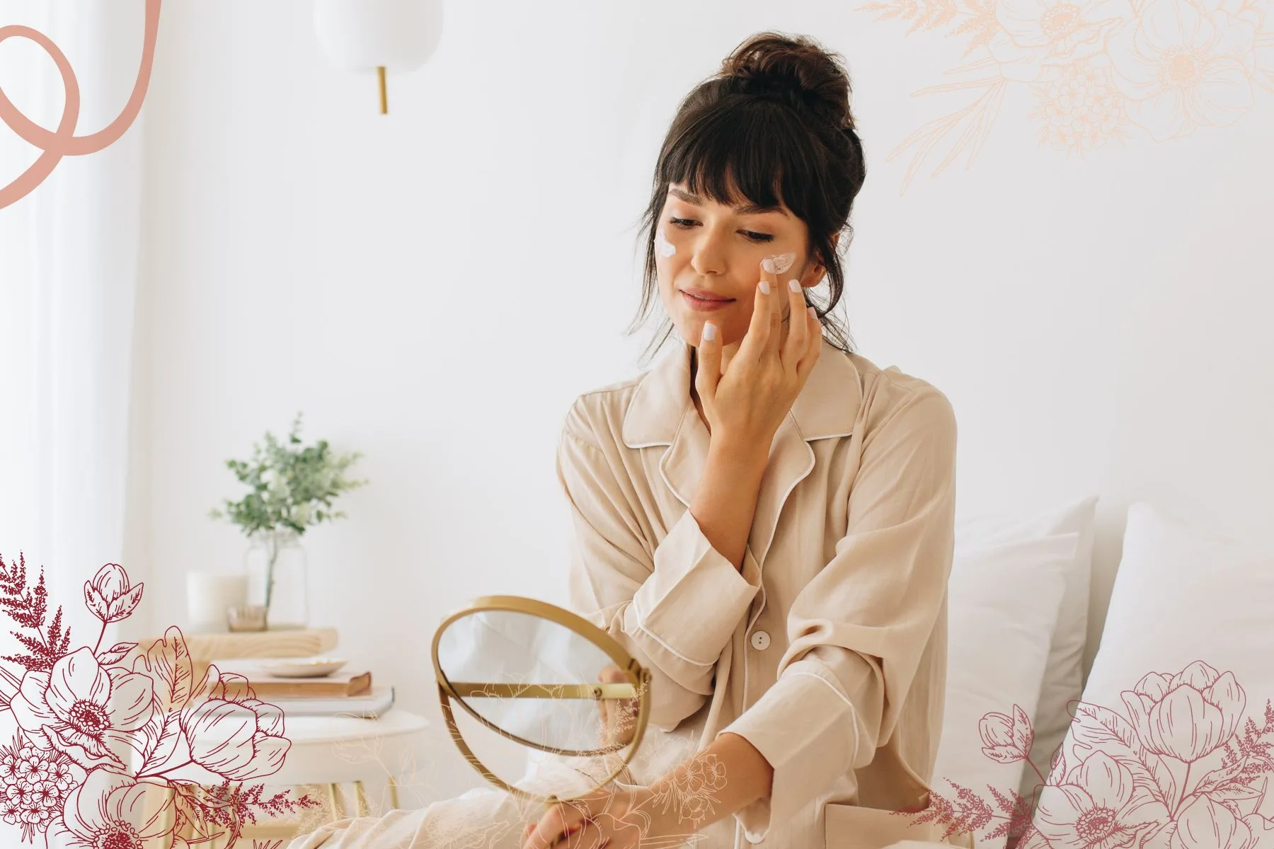 Mom applying face cream from a Mother's Day gift