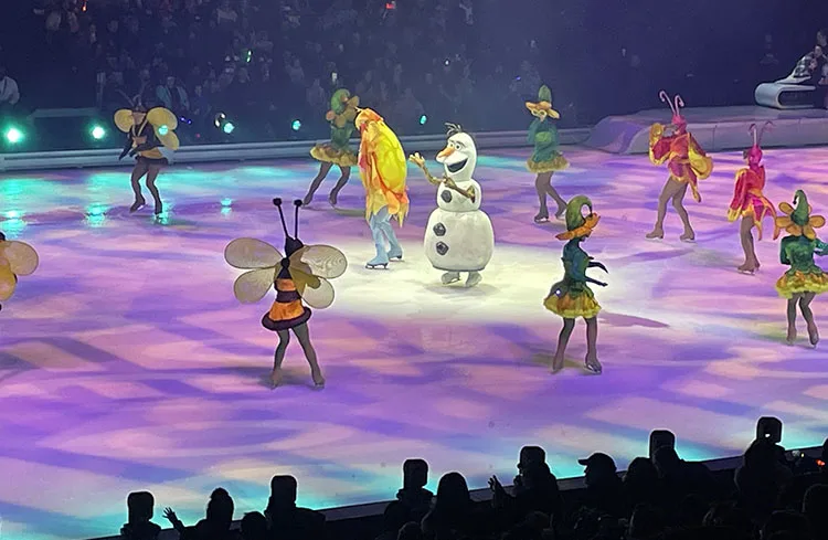 Disney on Ice Frozen performance with Olaf and flower dancers