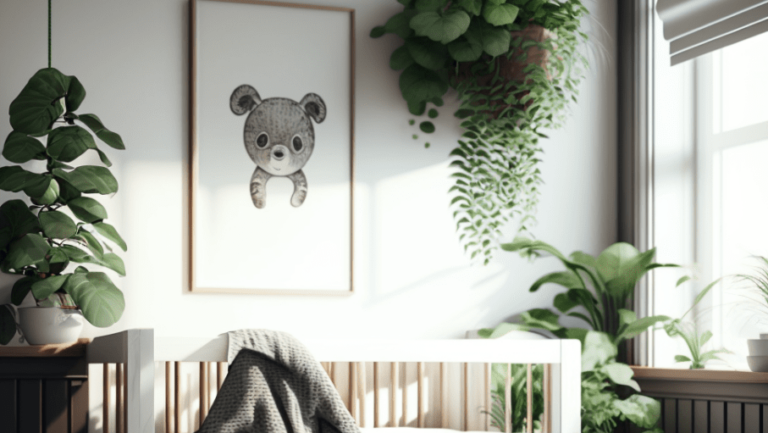 plant-filled eco-friendly baby nursery room